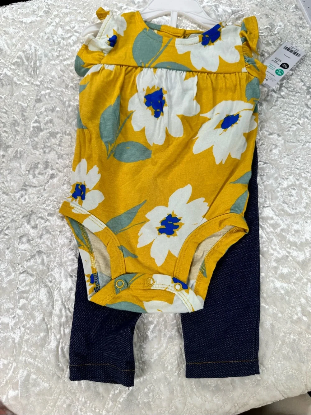 NWT Yellow Floral Baby Onesie & Legging Set - Cute Garden Print